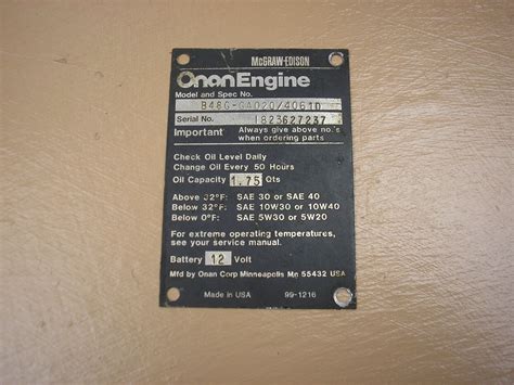 john deere onan identification